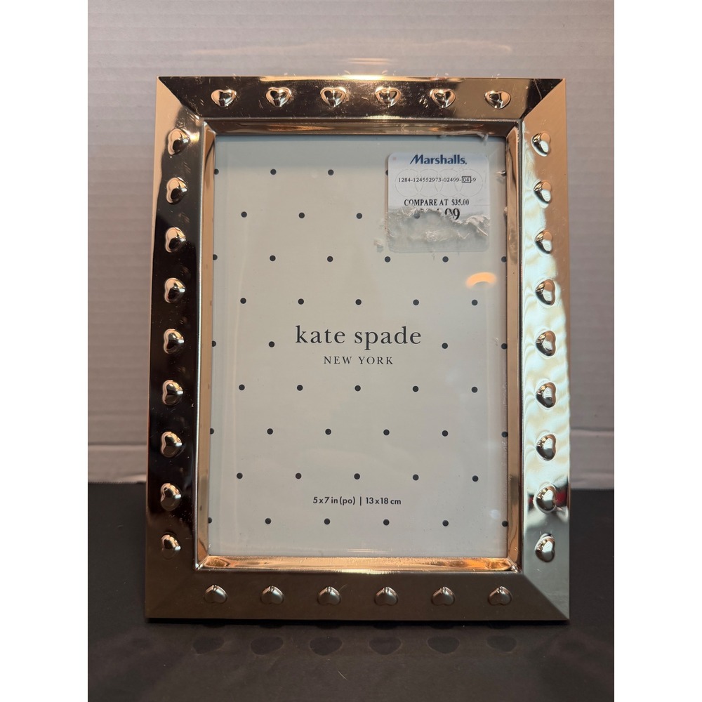 Kate Spade New York 5x7 Silver Heart Border Picture Frame Lenox Home Decor